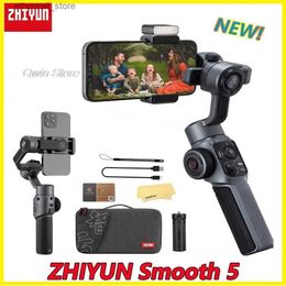 Stabilisateurs Zhiyun Smooth 5 Stabilisateur de cardan à 3 axes Pliable Selfie Stick avec contrôle d'application de charge rapide pour iPhone 13 PRO/Samsung/Q231116