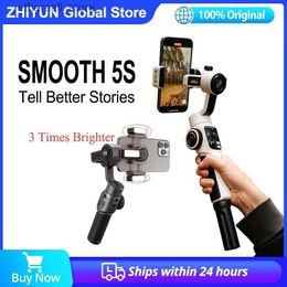 Estabilizadores Zhiyun Smooth 5S Gimbal de mano Estabilizador de 3 ejes para teléfono inteligente iPhone 14 13 12 Samsung VS OM 6 Q231116