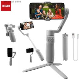 Stabilisateurs ZHIYUN lisse Q4 stabilisateur de cardan 3 axes pliable Selfie bâton avec tige d'extension APP contrôle pour téléphone portable Smartphone Mobile Q231116