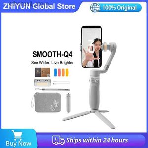 Stabilisatoren Zhiyun Smooth Q4 3-assige smartphone Gimbal-stabilisator voor iPhone 14 13 12 Samsung Vlogging voor TikTok YouTube Q231116