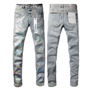 stapel jeans Europees paars merk jeans mannen borduren quilten gescheurd voor trend merk vintage broek vouw slanke magere mode Jeans paarse jeans