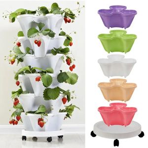 Stapelbare bloempot doe-het-zelf tuinaccessoires aardbei groente plantenbak plantenpot plantenbakken plastic toren met lade tuinpot 240304