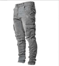 Jeans en denim empilés hommes mode maigre hommes poche crayon pantalon jean homme Denim pantalon Ropa Hombre décontracté Denim hip hop pantalon 465413