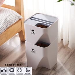 Trash de tri empilé peut recycler la poubelle de cuisine bin de recyclage de la poubelle de séparation séchée ménagère et humide poubelle pour la salle de bain Y200429