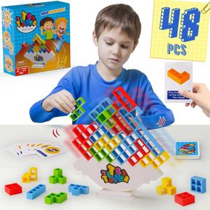 Empiler le tri des jouets de nidification 48 Tetra Tower Balance Fun Balance Empiled Block Dowerboard Games For Children Adults Team Dormitor 24323