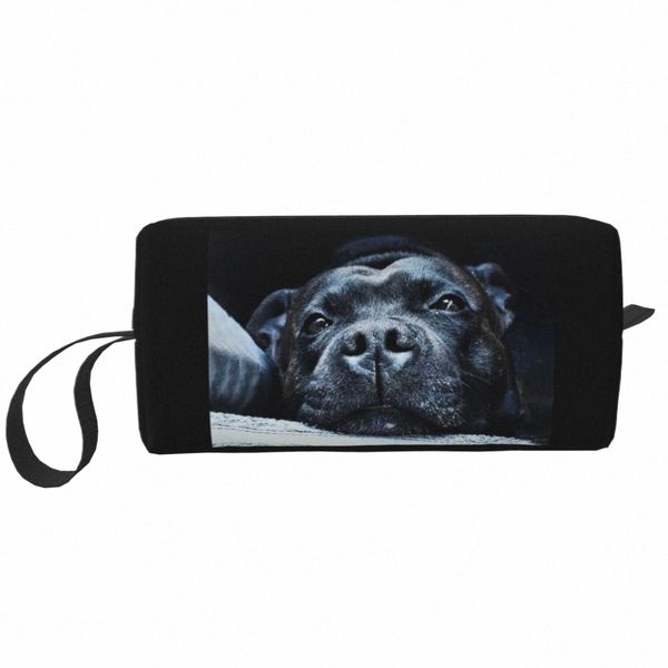 Staffordshire Bull Terrier Bolsa de cosméticos Mujeres Lindo Estuche de maquillaje de gran capacidad Almacenamiento de belleza Bolsas de aseo L3os #