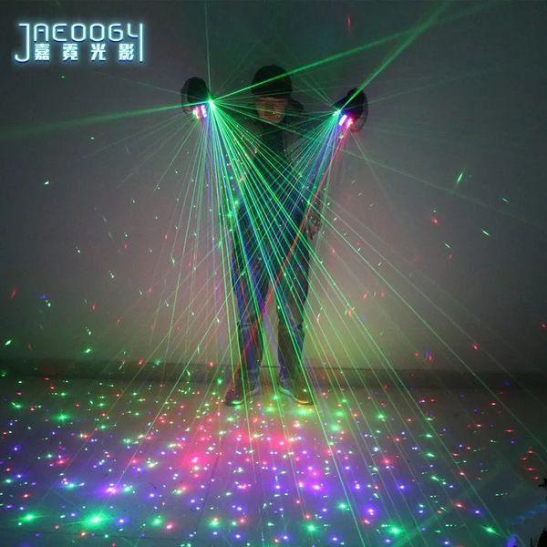 Gants Laser RGB multi-lignes 2 en 1 pour DJ, fête, danse, avec 2 verts, 1 rouge, 1 bleu, pour spectacle de Costumes lumineux LED, 240118
