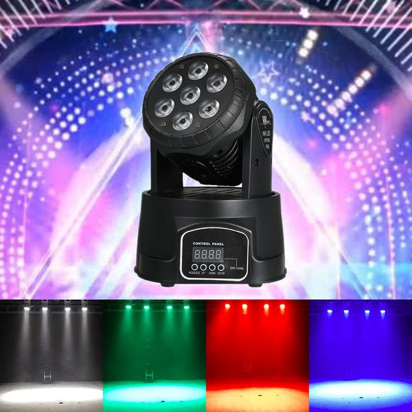 Iluminación de escenario Mini luz con cabezal móvil 4 en 1 RGBW LED PAR luz estroboscópica profesional 9/14 canales 100W AC 100-240V sonido activo