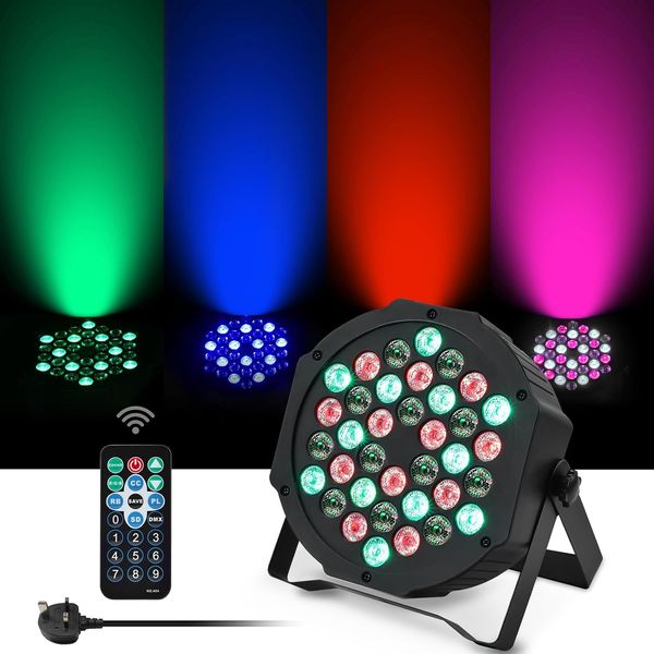 Lumières de scène 36 LED 72 W RVB DMX512 avec télécommande, 7 modes pour discothèque, bar, club, mariage, Noël, effet d'éclairage décoratif de scène