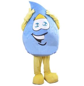 Stage Performance Blue Rain Drop Mascotte Kostuum Halloween Christmas Fancy Party Cartoon Karakter Outfit Pak Volwassen Vrouwen Mannen Jurk Carnaval Unisex Volwassenen