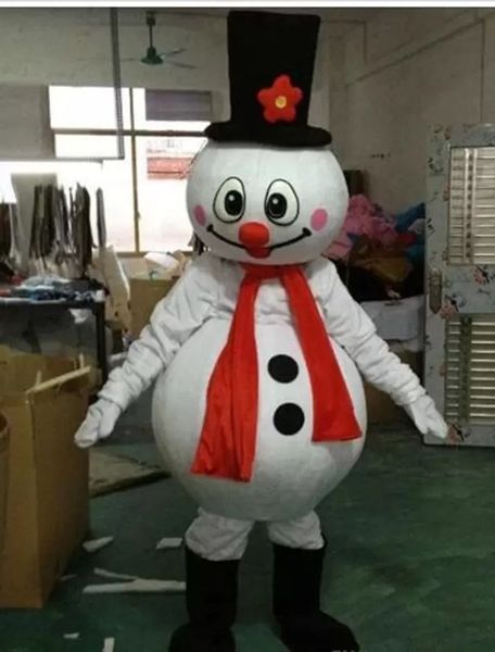 Escenario Bufanda roja Muñeco de nieve Traje de la mascota Halloween Navidad Fiesta de lujo Vestido Personaje de dibujos animados Traje Carnaval Unisex Adultos Traje