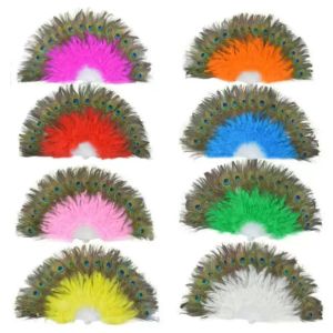 Abanico de plumas esponjosas para actuaciones escénicas, abanico de mano elegante y plegable, suministros para fiestas para mujeres