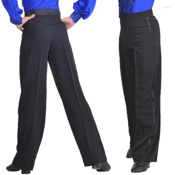 Etapa desgaste 1 pieza para hombre pantalones de baile latino spandex chicos salón de baile pantalones negros