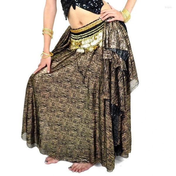 Wear 10 couleurs Femmes Belly Dance Long Maxi Jirts Bellydance Accessoires Bronzing Tissu avec volants tribaux