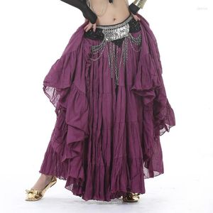 Stage Wear 12 couleurs Gypsy Dance Performance Femmes Full Circle Jupe en lin 90cm Jupes tribales ventre 360 degrés