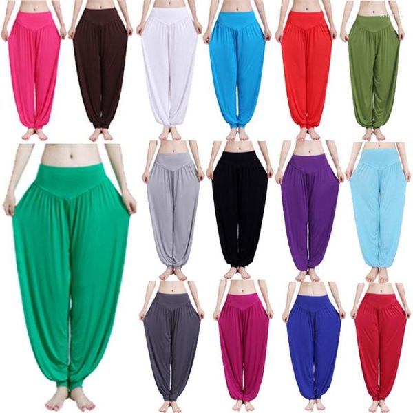 Desgaste de la etapa 16 colores Danza del vientre para mujer Pantalones Modelo Pantalones de linterna sueltos Señora Baile Trajes de práctica de yoga Elástico