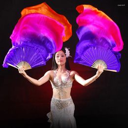 Stage Wear 18 Colors Performance Property Property Dance Fans Silk Veils Gekleurde 180 cm Women Belly Fan (2 stuks)