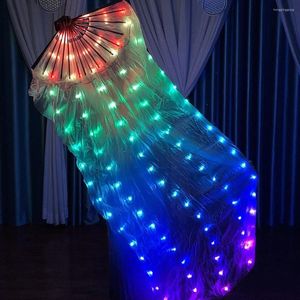 Stage Wear 180 cm Multi Colors Led Fan Belly Dance Silk Fans Women Light 1 Pair Dancing Veil Performance Props kostuums voor