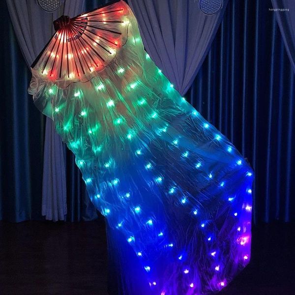 Usure de sur scène 180 cm multi-couleurs LED ventilateur de danse de danse de danse de soie femme lumière 1 paire dansant Veil Performance accessoires costumes pour