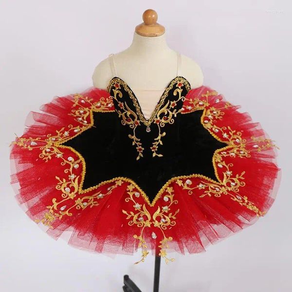 Etapa desgaste 1pc niñas exquisitos trajes de ballet bordados moda danza sling vestido niños rendimiento ropa