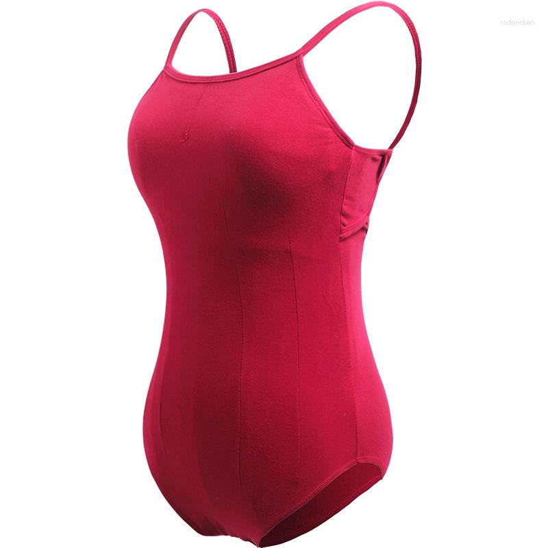 Vêtements de scène 1 pièces/lot justaucorps de Ballet pour femmes adulte danse gymnastique justaucorps Costume rouge noir Costumes de danse