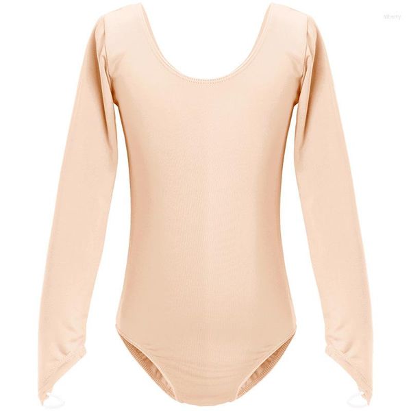 Etapa desgaste 1 unids / lote leotardos de ballet desnudo para niñas niños danza body ropa interior de manga larga spandex