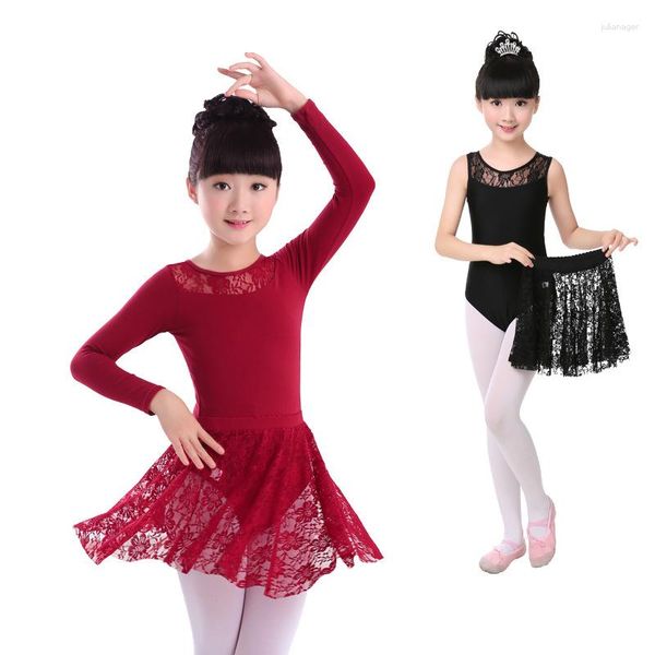 Desgaste de la etapa 1 set / lot Vestido de ballet para niñas Leotardos de gimnasia y falda de encaje Trajes de baile para niños pequeños