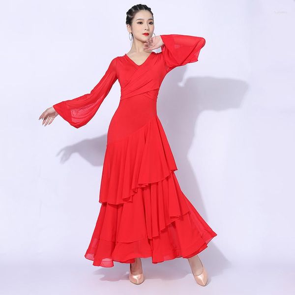 Stage Wear 2 couleurs Robe de concours de danse de salon Femmes Tango Dancewear Prom Waltz Robes de danse Adulte Pratique DL9820