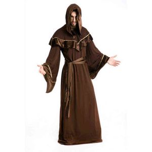 Stage Wear 2022 Halloween Rétro Assistant Médiéval Cosplay Venez Carnaval Party Vintage Mage Robe Ensemble Prêtre Religieux Vêtements Pour Hommes T220905