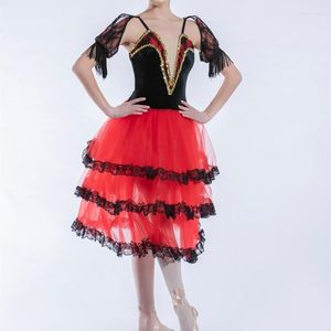 Stage Wear 2022 Red Professional Ballet Tutus For Girls Child Swan Lake Dress Dance Desse Pancake Ballerina Figuur Skating