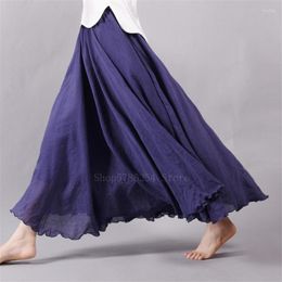 Stage Wear 2022Summer Linnen Flamenco Rok Vrouw Vrouw Spaanse Ballroom Gypsy Dance Big Wing Retro 7Mhemline Dress