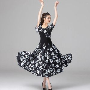 Vêtements de scène 2023 9006 manches courtes Floral Patchwork femme robe de danse latine femmes danse Performance salle de bal ventre costume