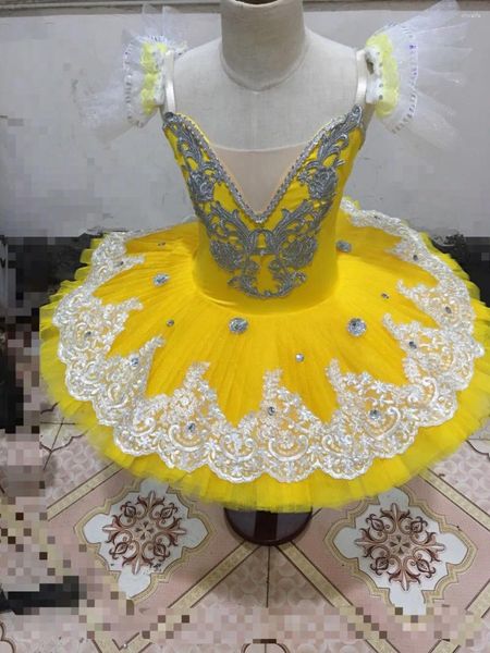 Stage Wear 2023 Adulte Professionnel Ballet Tutus Jaune Danse Cotumes Costume Tutu Justaucorps Filles Robe Femmes