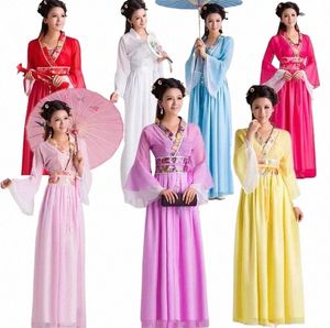 Stadium Slijtage 2023 Oude Chinese Kostuum Vrouwen Volksdans Voor Vrouw Hanfu Jaar Fan Kleding Kostuums p57h #