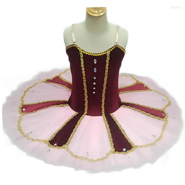 Stage Wear 2023 Robe de Balerina ferme le costume de ballet professionnel de fille Panekuk dansant des filles adultes