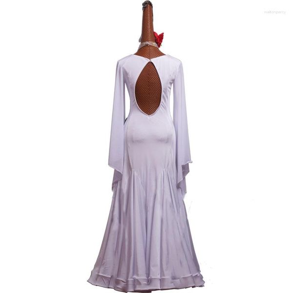 Stage Wear 2023 robe de danse de salon jupe Standard compétition longue Costume Performance personnalisé adulte enfants blanc