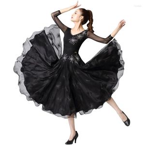 Stage Wear 2023 robe de danse de salon noir concours de danse moderne Costume femmes valse Tango robes