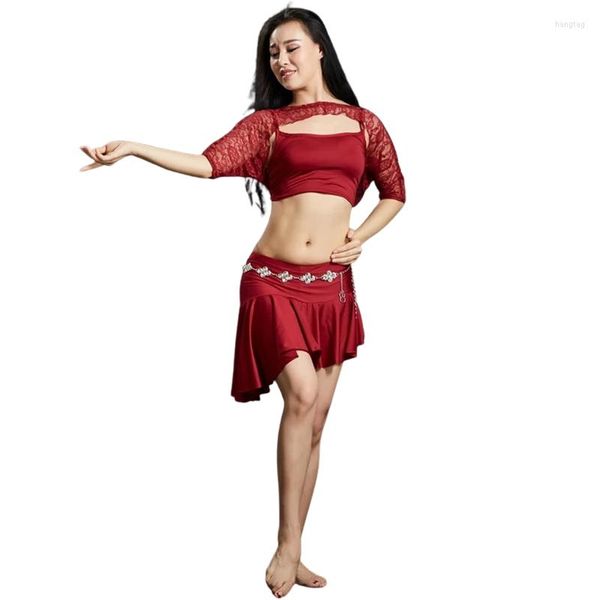 Vêtements de scène 2023 vêtements de danse du ventre tenues 3 pièces haut et jupe veste Costume modal femmes pour la danse du ventre