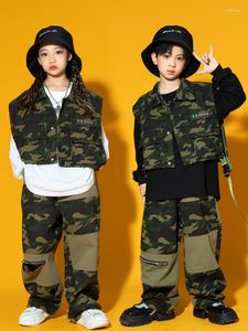 Stage Wear 2023 Enfants Costume De Danse Hip Hop Pull Lâche Camouflage Costume Filles Garçons Gilet Performance Vêtements Moderne Kpop Outfit BL9723