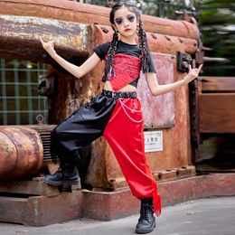 Stage Wear 2023 Chinese stijl Jazz Dance Performance kostuums Red Outfits Losse Ballroom Hip Hop Rave Desse Street Dancewear DN12218