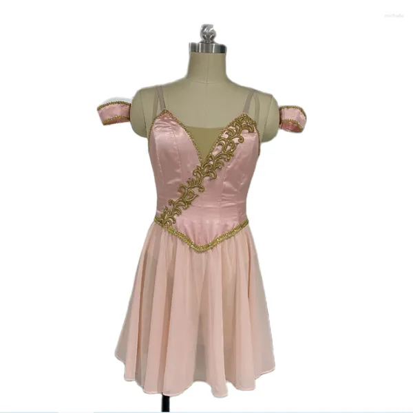 Stage Wear 2023 Conception Symbole Magique Variation Féminine Tutu Enfants Adulte Haut de Gamme Personnalisé Or Soie Champagne Rose Mousseline de Soie Jupe Courte