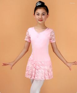 Vêtements de scène 2023 Remise Jupe Femme Enfants Gymnastique Justaucorps Dentelle Robe De Danse Manches Courtes Ballet Tutu Unitard Ballerines