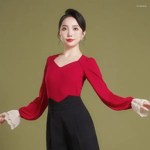 Wear 2023 Femme Professional Ballroom Dance Competiton Top BodySuit Femmes Latin Costumes Waltz Tango Performance Vêtements F1120