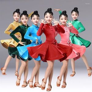 Stage Wear 2023 fille concours de robe de danse latine pour enfants filles salle de bal enfants jupe Tango Salsa Dancewear Practice340h