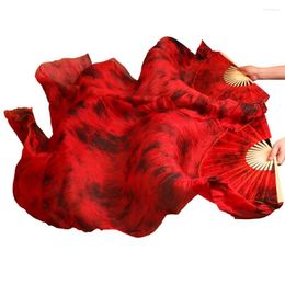Stage Wear 2023 haute vente véritable voiles de soie 1 paire à la main femmes qualité ventilateurs de danse du ventre rouge noir couleurs mélangées