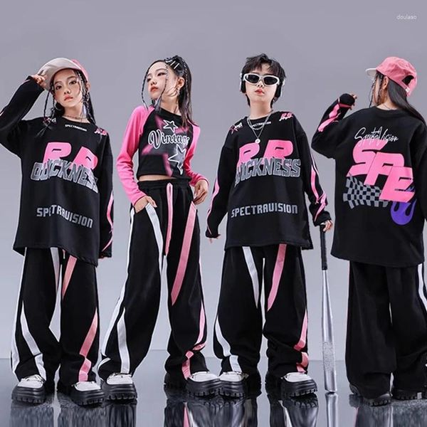 Stage Wear 2023 Jazz Costumes de danse moderne pour filles chemises lâches pantalons cargo costume garçons hip hop vêtements de rue DQS14623