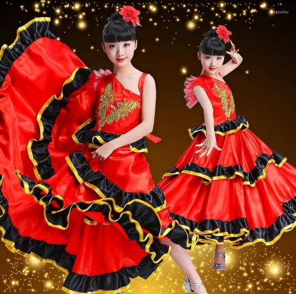 Stage Wear 2023 Enfants Flamenco Jupes Danse Espagnole Pour Fille Senrite Dancer Costume De Déguisement