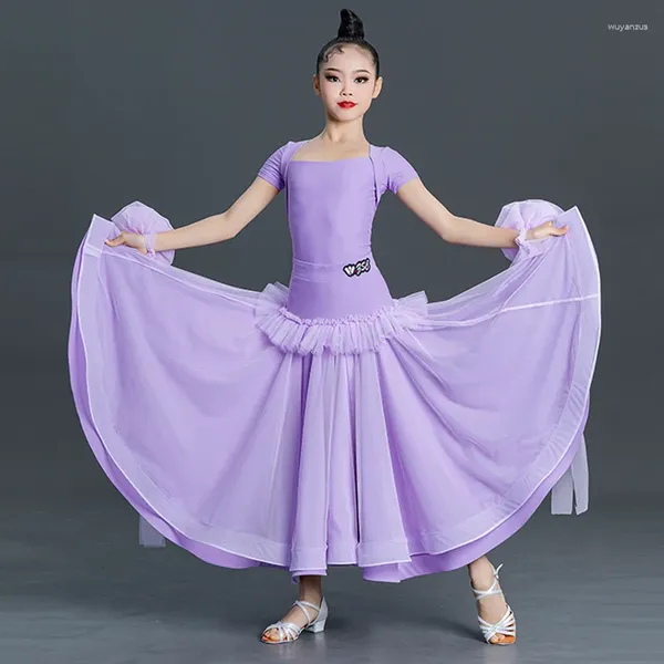 Stage Wear 2023 Purple Ballroom Concours Robe Filles Tango Danse Vêtements Body Jupe Valse National Standard Robes De Danse VDB6959