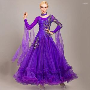 Stage Wear 2023 Purple Ballroom Dance Competition Robe Femmes Standard Moderne Dancewear Vêtements Big Swing Tango Waltz Costumes