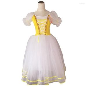 Vêtements de scène 2023 romantique Tutu Giselle Ballet Costumes filles enfant Velet longue robe en Tulle Skate ballerine manches bouffantes chœur